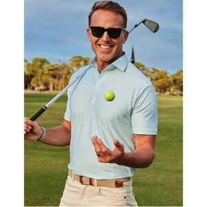 Collars and Co Featherweight Dress Collar Polo Size Small Augusta Green Stripe